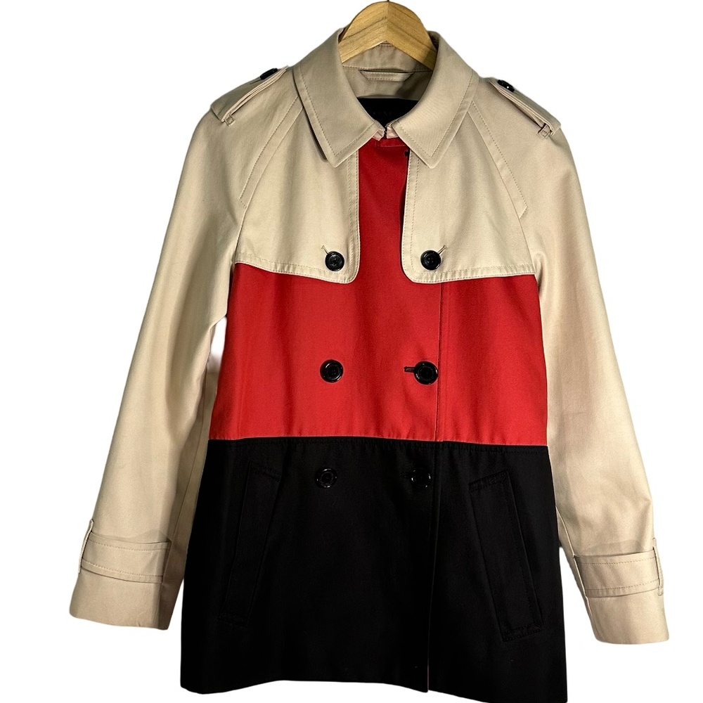 Coach Colorblock WM Peacoat Khaki, Red, Black with Button Detail on Shoulder